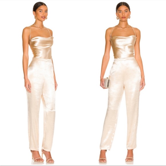 SALE 🔥 Lovers + Friends Britt Jumpsuit in Champagne Sz M Revolve - Picture 1 of 3